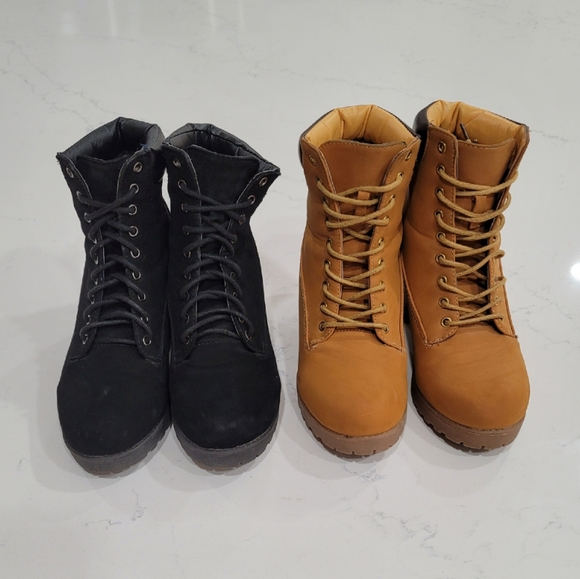 Women's Chunky Heel Boots 2 Pairs Size 8 - Picture 3 of 16